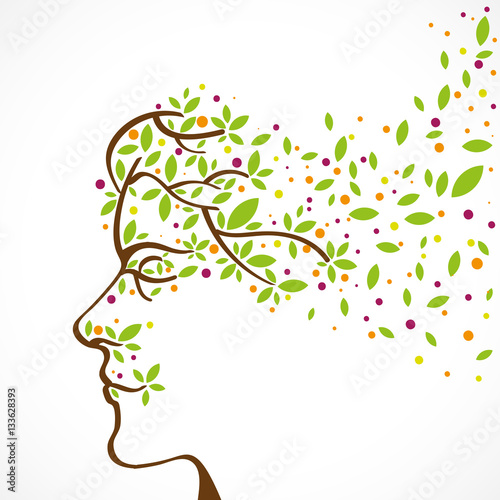 silhouette et feuille verte