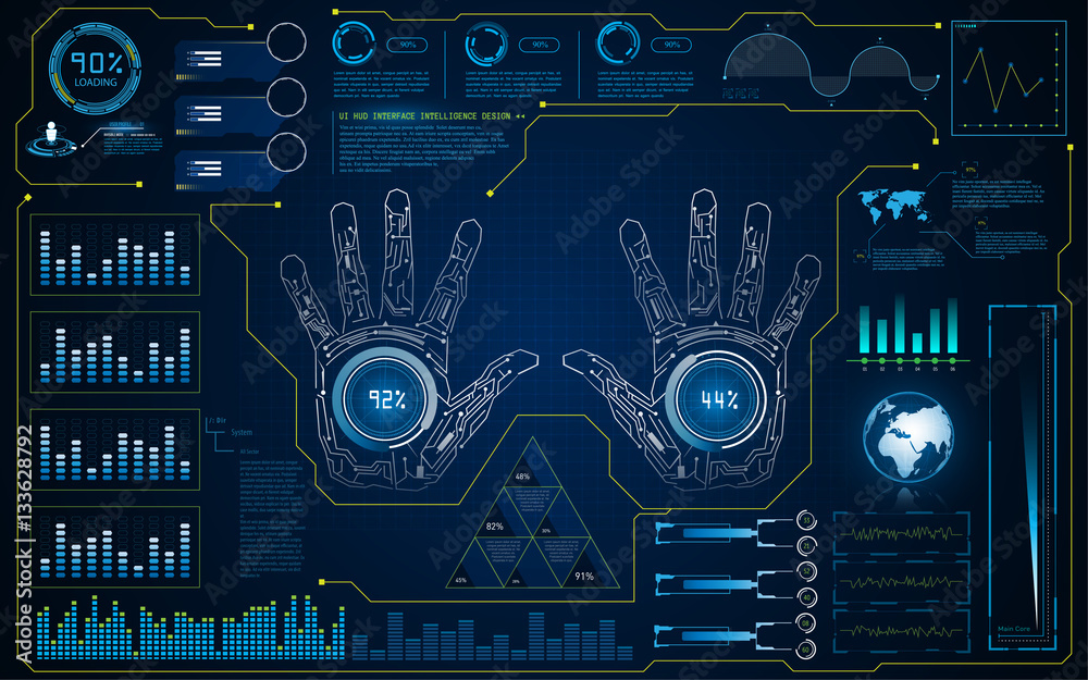hud interface ui smart screen future hi tech concept background Stock ...