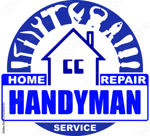 Handyman home repair services. Round vector design for your logo