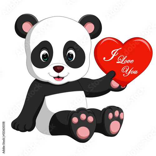 Fototapeta Naklejka Na Ścianę i Meble -  panda cartoon with love