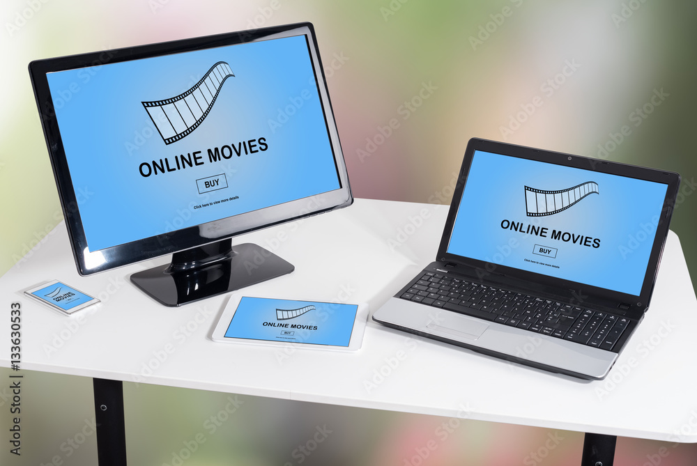 Online movie concept on different devices Online movie concept on different devices
