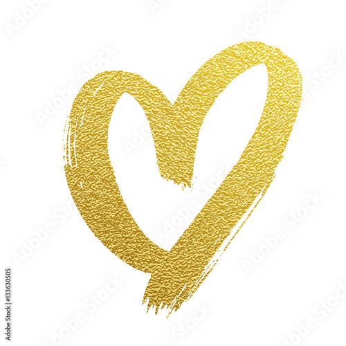 Valentine gold heart hand drawn vector icon