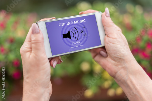 Online music concept on a smartphone
