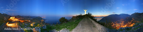 Maratea  panorama notturno a 360   con statua del Redentore