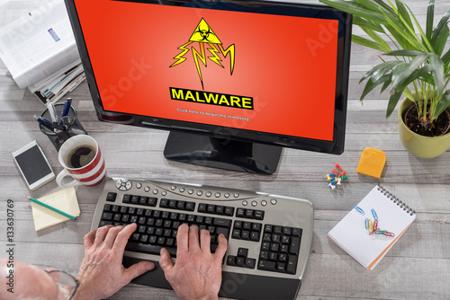Malware concept on a computer