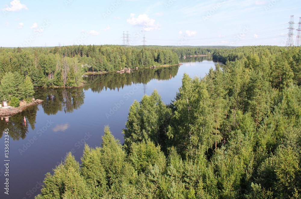 Large river and forest on the banks