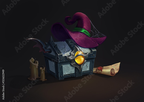 Canvastavla chest witch