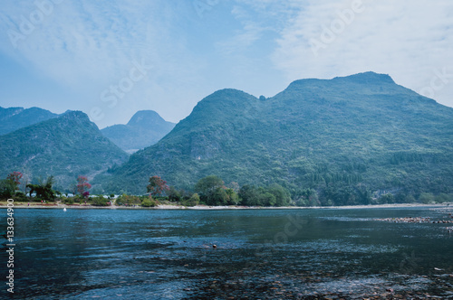 Karst mountains and Lijiang River scenery 