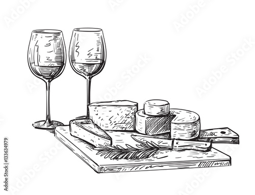 hand drawn vector cheese