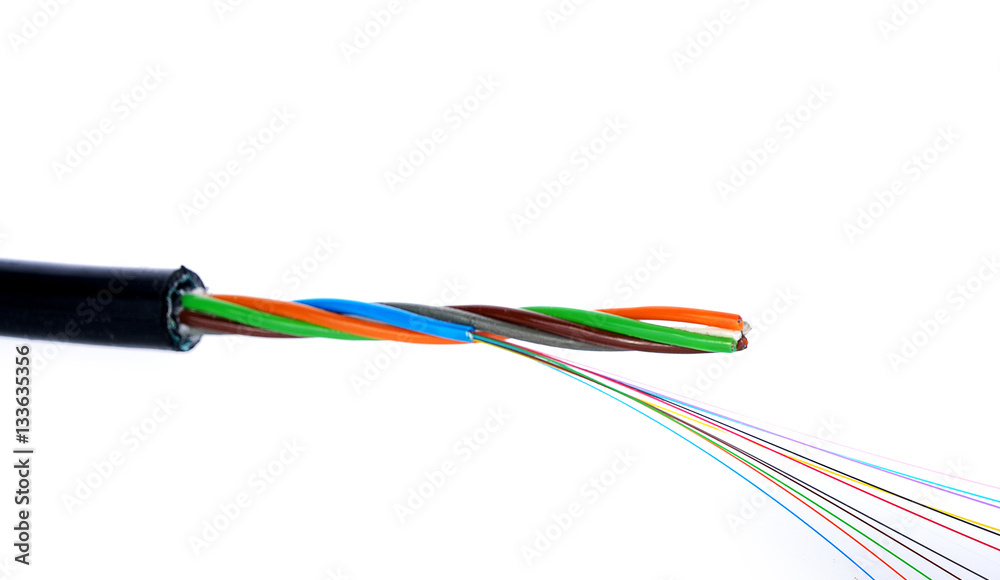 fiber optic cable on white background fiber optic cable on white background