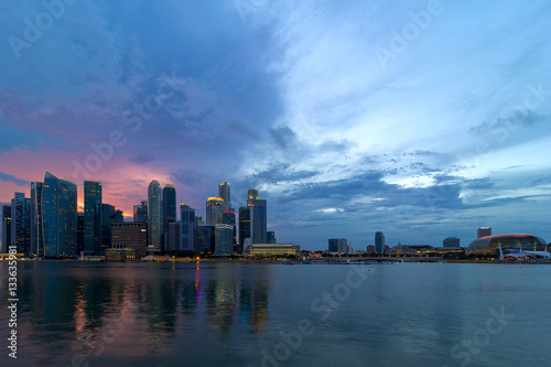 Sunset  over Singapore Modern Skyline © jpldesigns