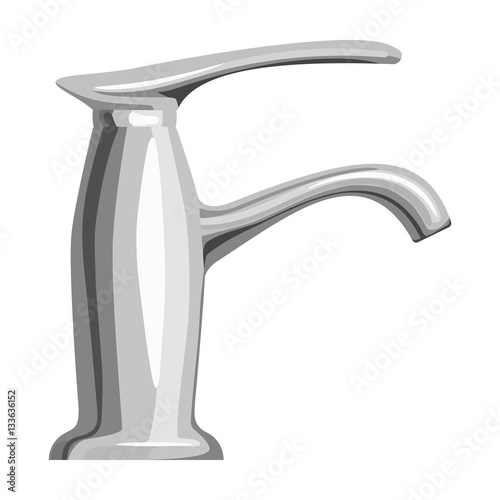 Faucet icon in monochrome style isolated on white background. Water filtration system symbol stock vector illustration.