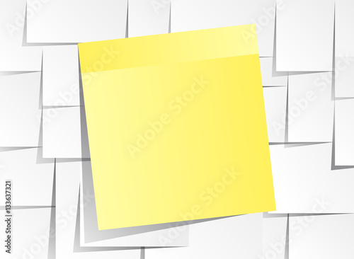 Yellow stick note isolated on white background