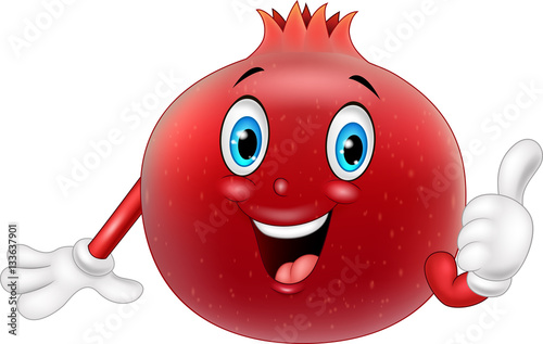  Cartoon pomegranate giving thumb up