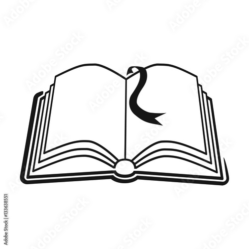 Book with bookmark icon in black style isolated on white background. Picnic symbol stock vector illustration.