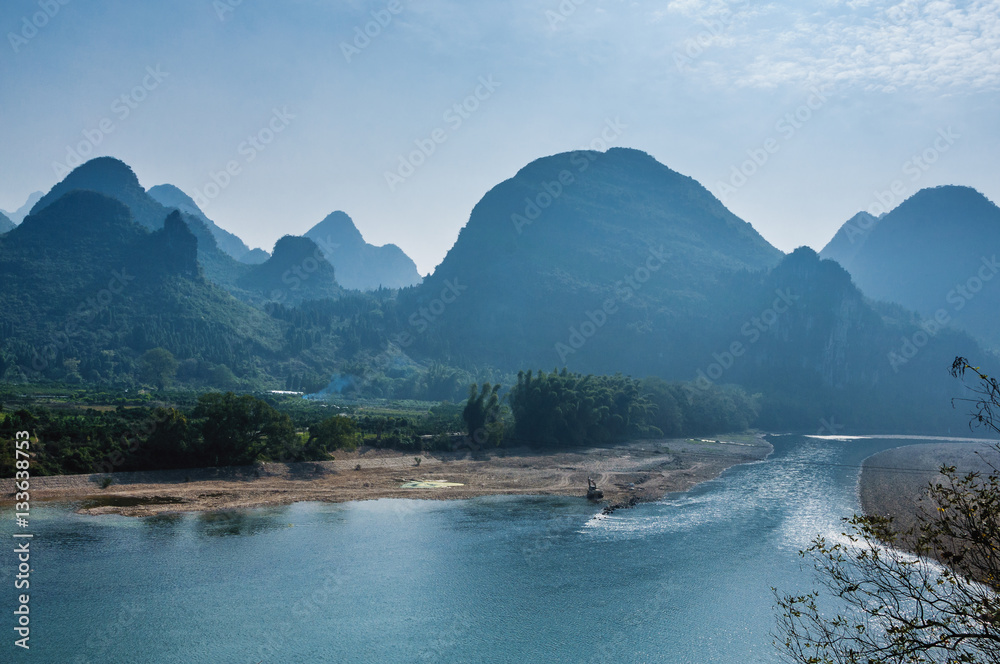 Karst mountains and Lijiang River scenery
