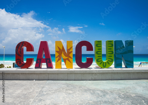 The famous Cancun sign in Mexico
