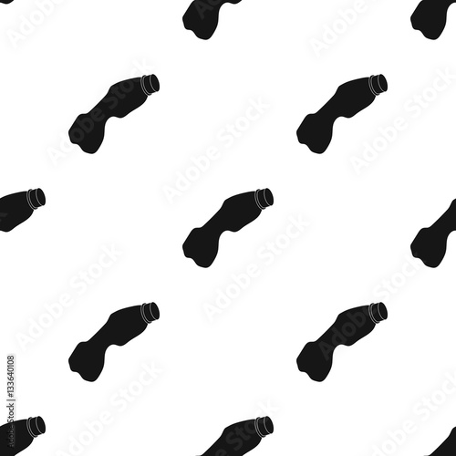 Crumpled plastic bottle icon in black style isolated on white background. Trash and garbage pattern stock vector illustration.