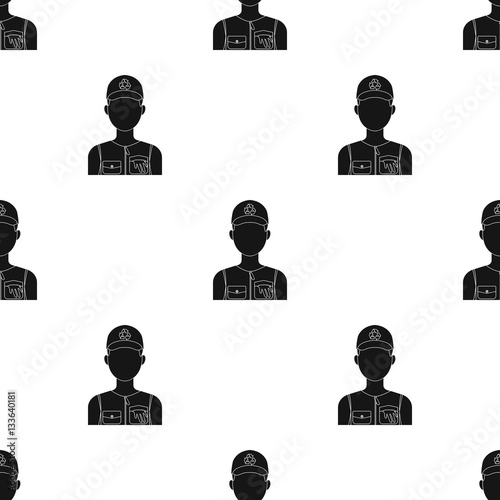 Waste collector icon in black style isolated on white background. Trash and garbage pattern stock vector illustration.