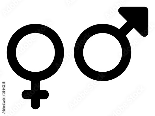 Male and female vector symbols isolated on white background