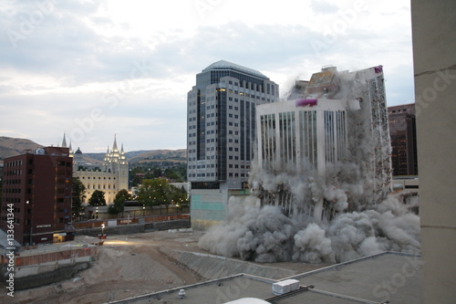 Building demolition with explosives 