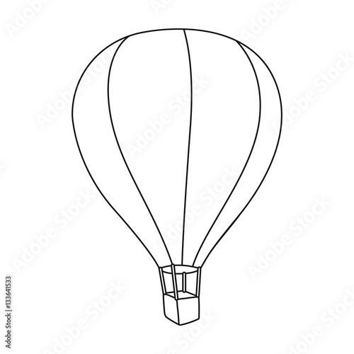 Airballoon icon in outline style isolated on white background. Rest and travel symbol stock vector illustration.
