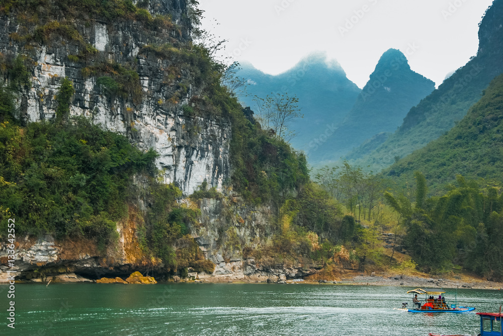 Karst mountains and Lijiang River scenery 
