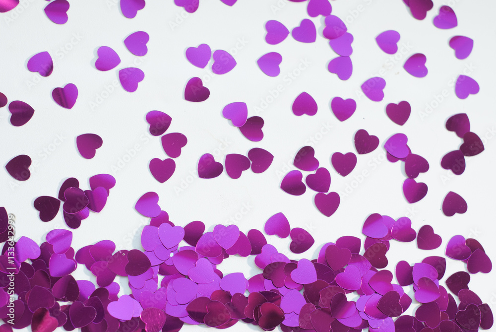 Confetti hearts on a white background, Confetti hearts on a white background,