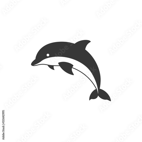 silhouette dolphin icon vector