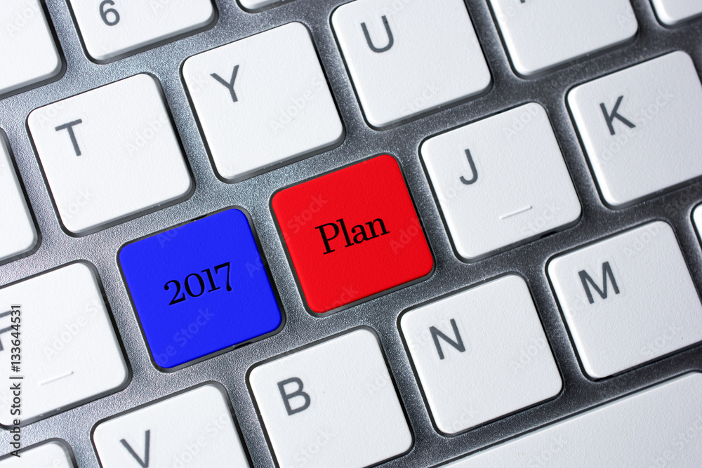 2017 Plan button on white computer keyboard 2017 Plan button on white computer keyboard