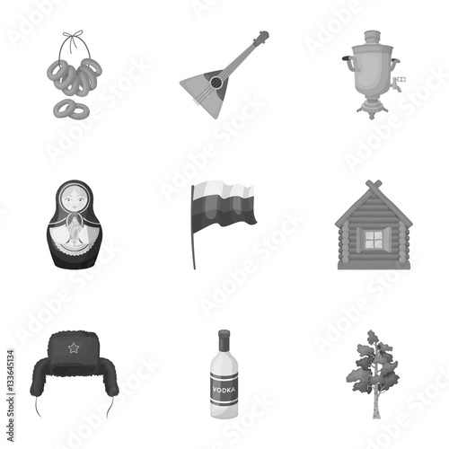 Russia country set icons in monochrome style. Big collection of Russia country vector symbol stock illustration