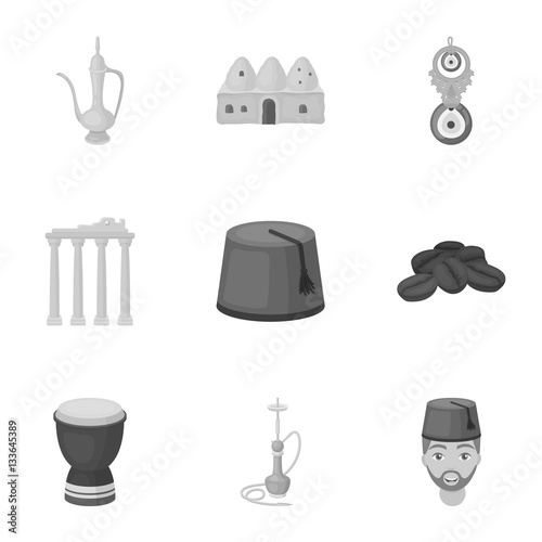 Turkey set icons in monochrome style. Big collection of Turkey vector symbol stock illustration
