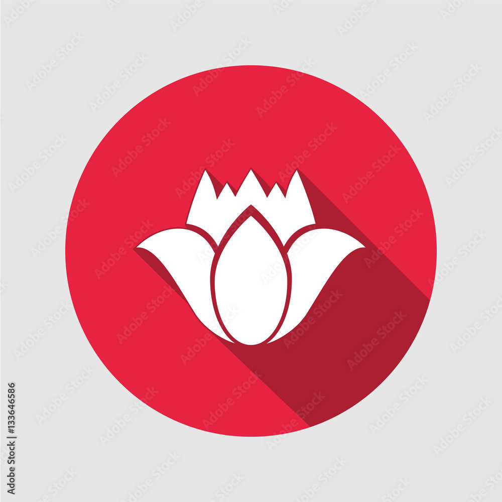 Tulip flower icons. Floral symbol. Round circle flat icon with long shadow. Vector Tulip flower icons. Floral symbol. Round circle flat icon with long shadow. Vector