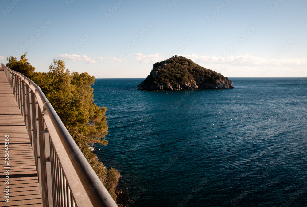 Obraz premium view of bergeggi isle in savona 