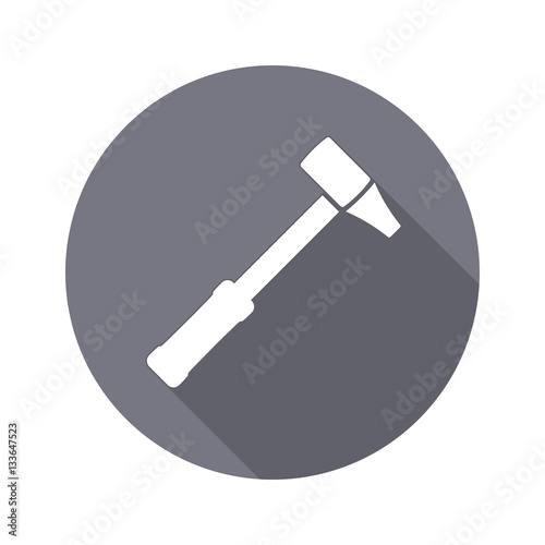 Hammer icon. Repair tool symbol. Round circle flat sign with long shadow. Vector