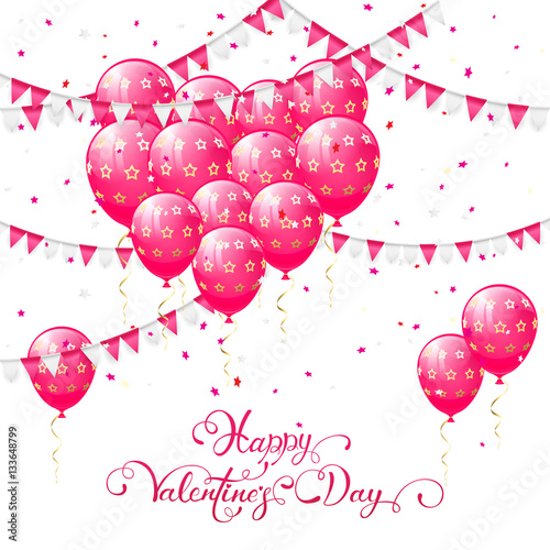 Pink Valentines balloons and pennants
