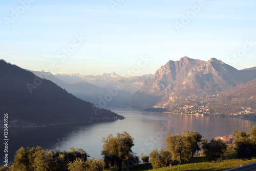 An suggestive view of Lake Iseo at sunset