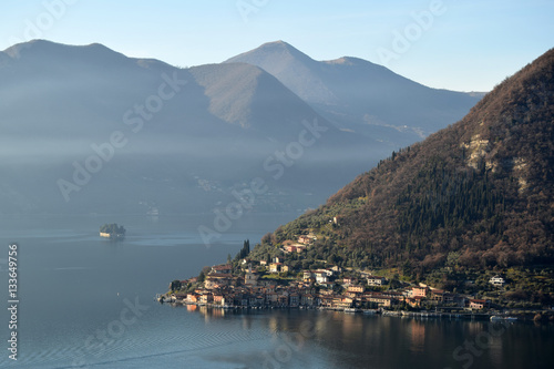 An suggestive view of Lake Iseo at sunset © francovolpato