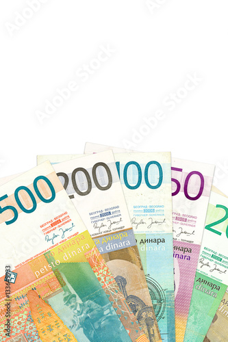 heap of serbian dinar bank notes