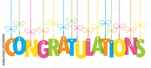 CONGRATULATIONS Colourful Suspended Letters Banner Card