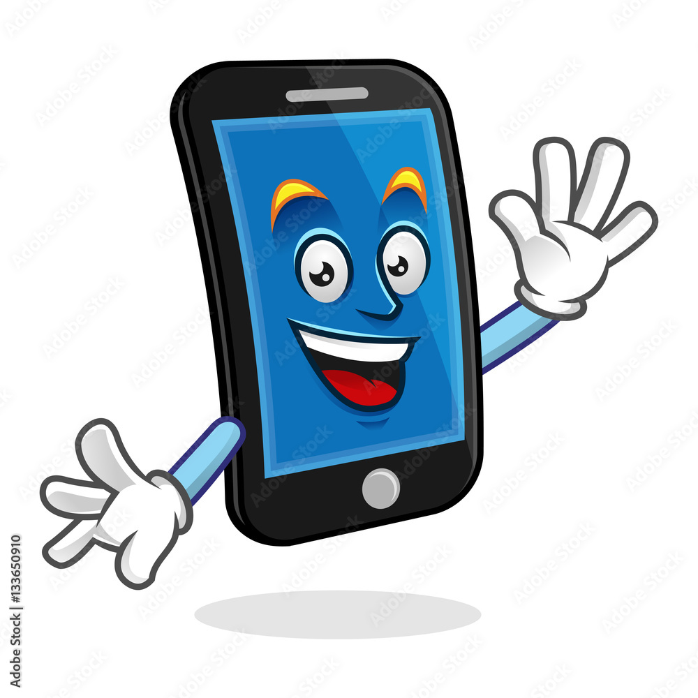 say hello smartphone character, vector of cellphone mascot, mobile phone  cartoon Stock Vector | Adobe Stock