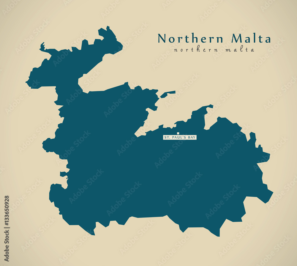 Modern Map - Northern Malta MT illustration