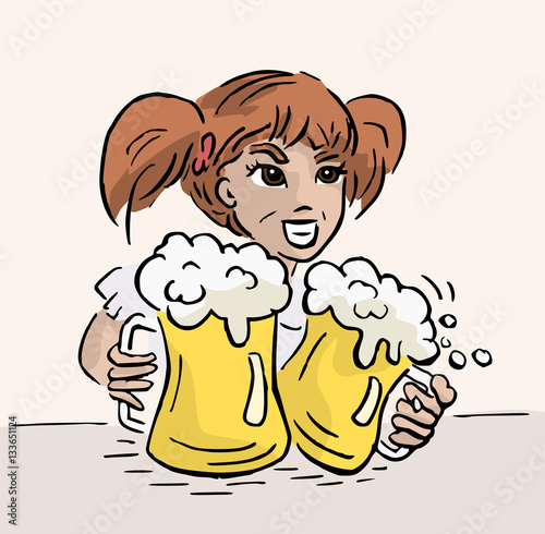 Vrouw met twee pullen bier