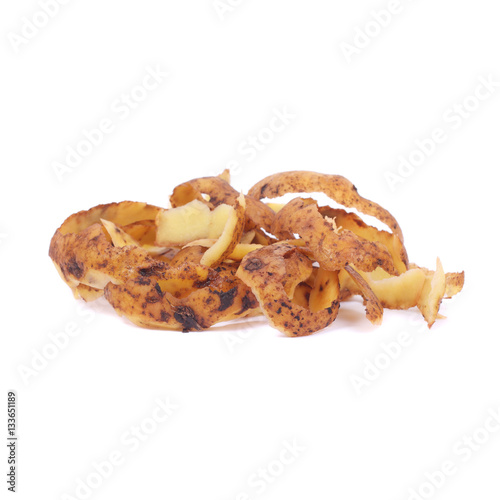 Potato peeling closeup photo