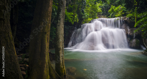 Huay Mae Kamin Waterfall  beautiful waterfall in autumn forest  Kanchanaburi province  Thailand