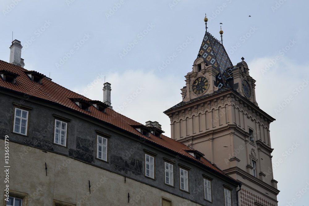 Architecture from Brandys nad Labem castle and cloudy sky