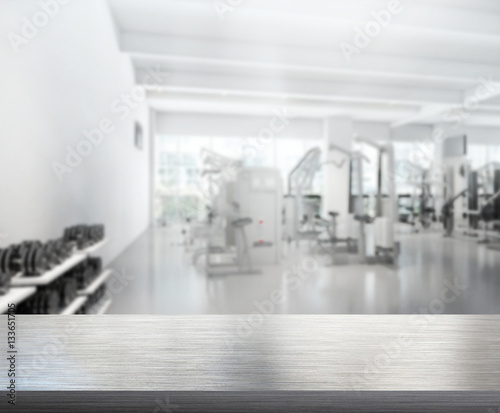 Table Top And Blur Fitness Gym Of Background