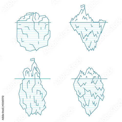 Iceberg Line Style Set. Vector