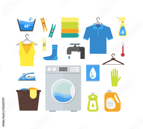 Cartoon Laundry Set. Vector