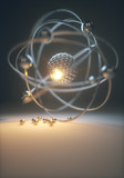 Power Energy Fusion. Concept image of a nuclear atomic model with nuclear fusion.
